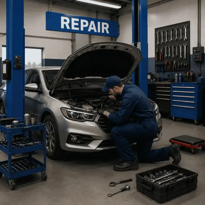 Vehicle diagnosis and repair illustration